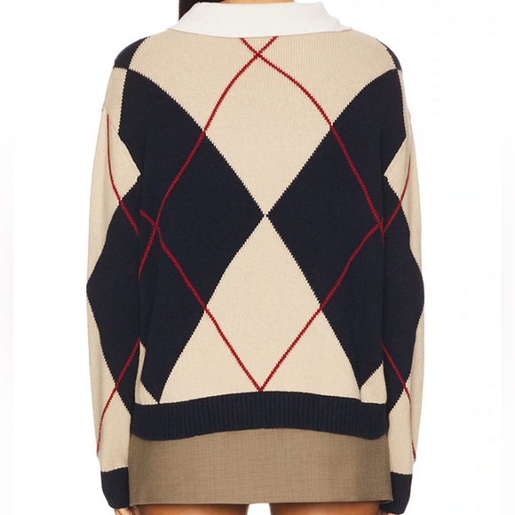 Joe’s Jeans the Jude Collared Sweater in Navy Multi Argyle Medium - Picture 3 of 8